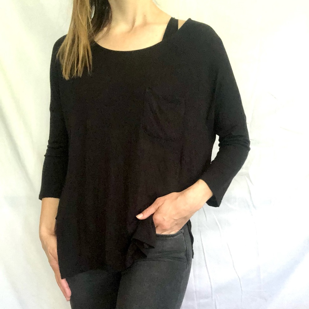 Dolman sleeve super soft 3/4 sleeve black top XS